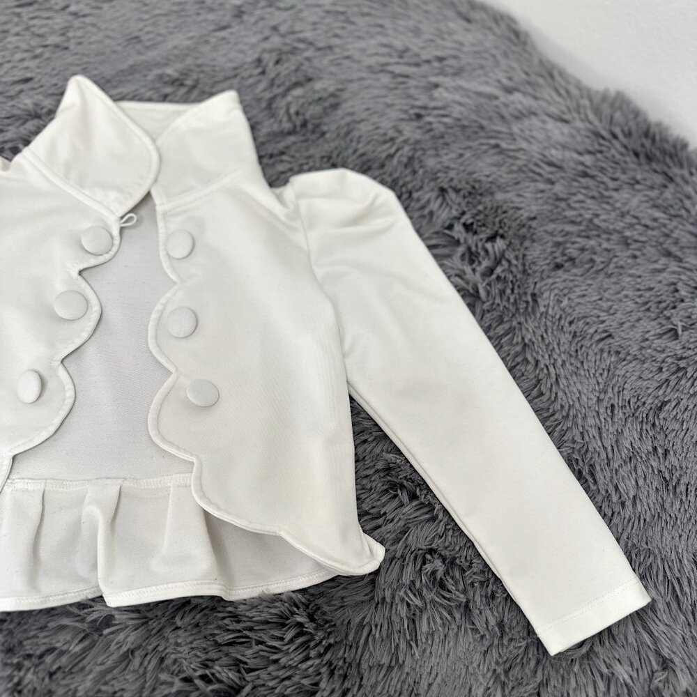 Lele for Kids Girls White Ruffle Front Jacket - Picture 3 of 7